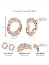 Chic Rose Gold CZ Twisted Circle Studs