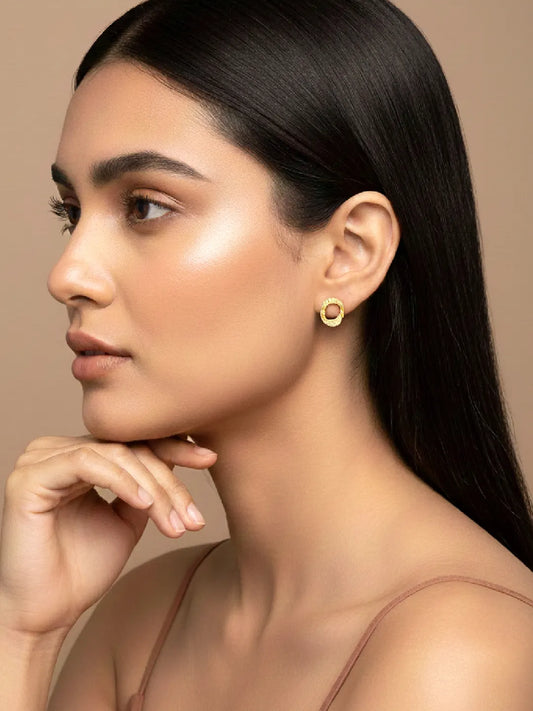 Chic Gold-Plated CZ Twisted Circle Studs