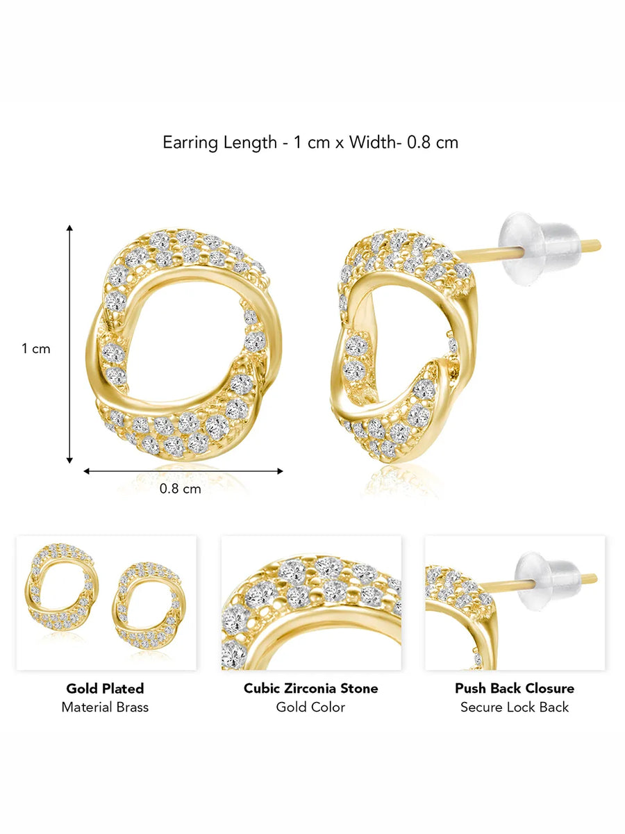 Chic Gold-Plated CZ Twisted Circle Studs
