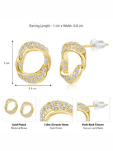 Chic Gold-Plated CZ Twisted Circle Studs