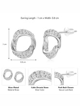 Chic Silver-Plated CZ Twisted Circle Studs
