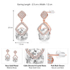 Stylish Rose Gold CZ Crystal Square Earrings