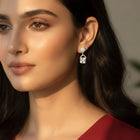 Stylish Silver CZ Crystal Square Earrings