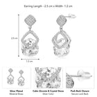 Stylish Silver CZ Crystal Square Earrings