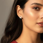 Graceful Rose Gold CZ Crescent Circle Studs