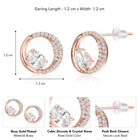 Graceful Rose Gold CZ Crescent Circle Studs