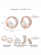 Graceful Rose Gold CZ Crescent Circle Studs
