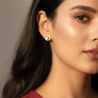 Graceful Gold CZ Crescent Circle Studs