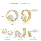 Graceful Gold CZ Crescent Circle Studs