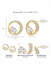 Graceful Gold CZ Crescent Circle Studs