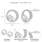 Graceful Silver CZ Crescent Circle Studs