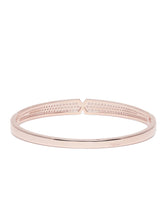 Modern Twist CZ Embedded Kada Bracelet in Rose Gold featuring Cubic Zirconia kada bracelet  
