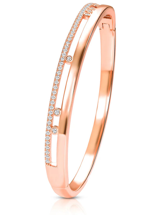 Opulent Rose Gold CZ Open Circle Kada Bracelet