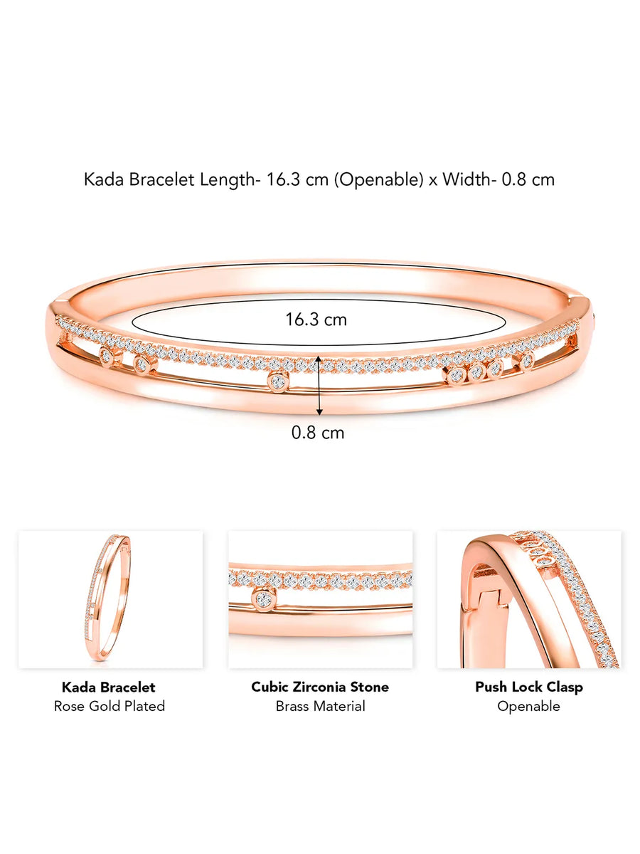 Opulent Rose Gold CZ Open Circle Kada Bracelet
