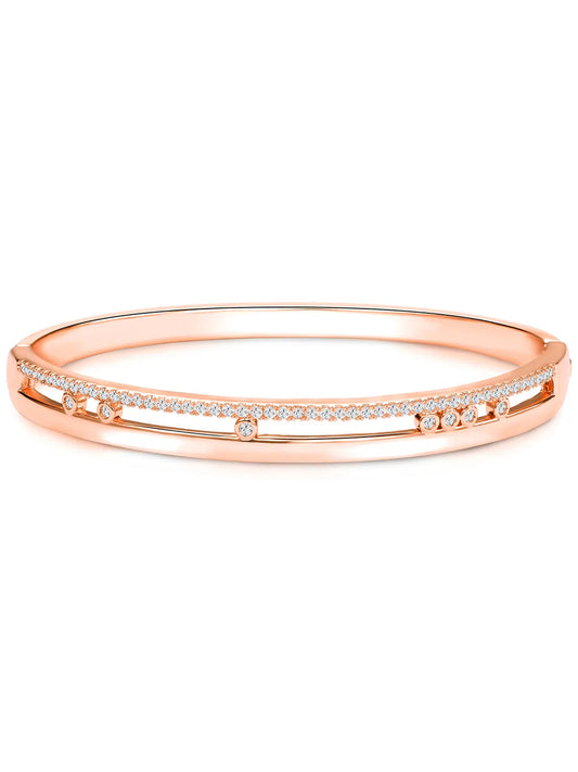 Opulent Rose Gold CZ Open Circle Kada Bracelet