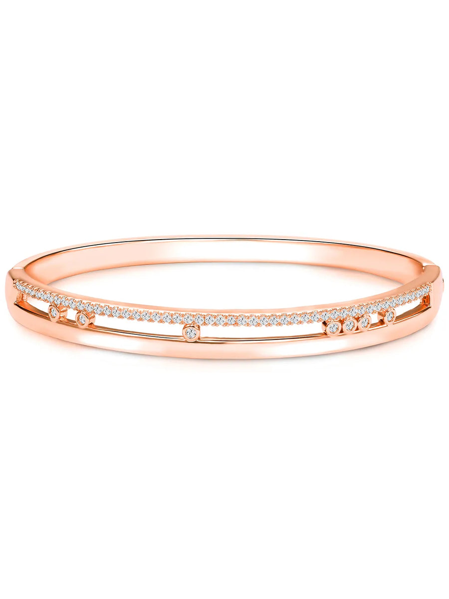 Opulent Rose Gold CZ Open Circle Kada Bracelet
