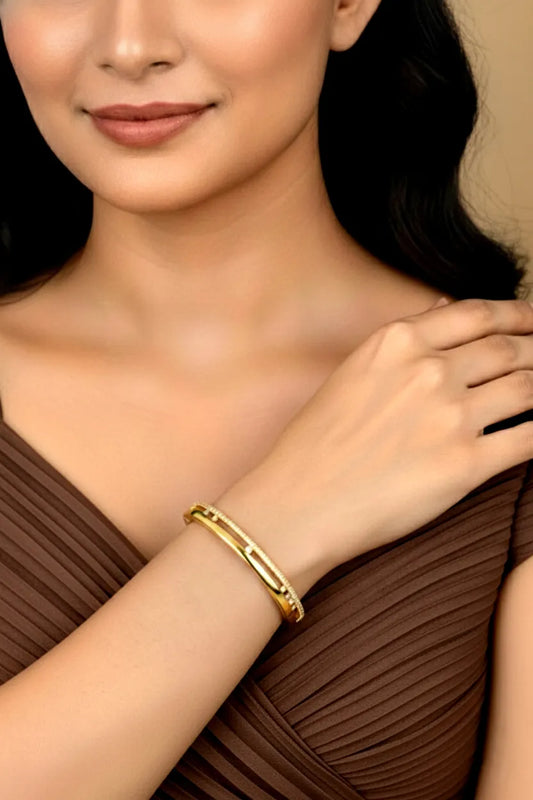 Opulent Gold Plated CZ Open Circle Kada