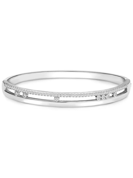 Opulent Silver Plated CZ Open Circle Kada
