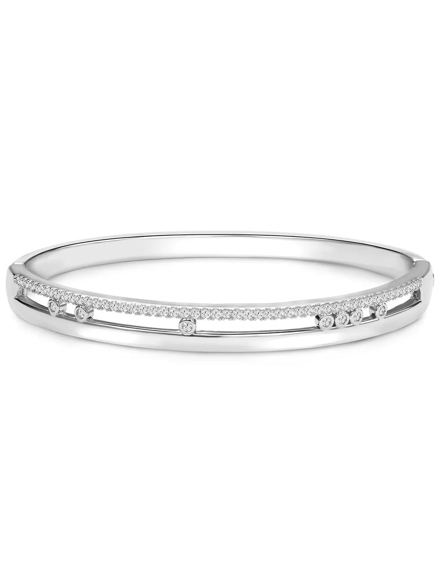 Opulent Silver Plated CZ Open Circle Kada