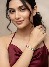 Opulent Silver Plated CZ Open Circle Kada