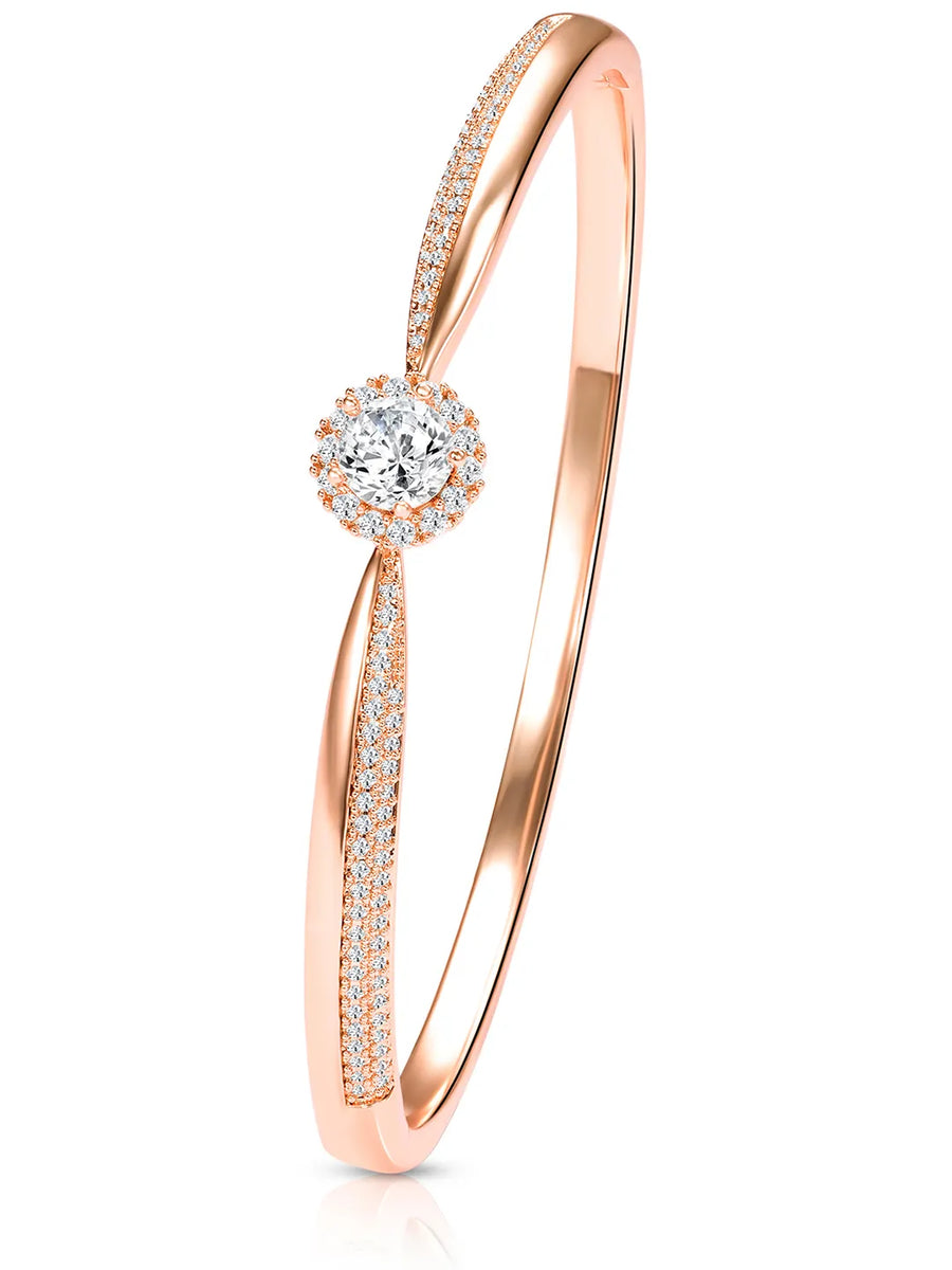 Radiant Rose Gold Crystal CZ Open Circle Kada