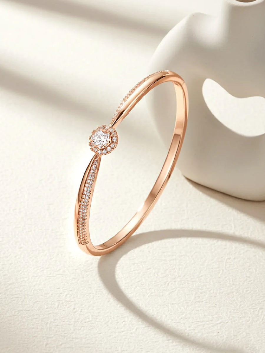 Radiant Rose Gold Crystal CZ Open Circle Kada