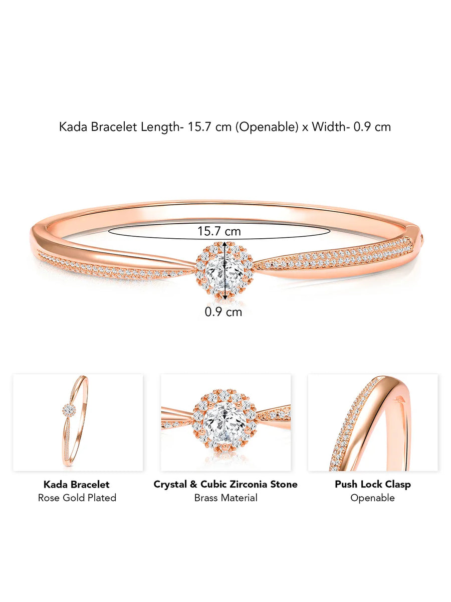 Radiant Rose Gold Crystal CZ Open Circle Kada
