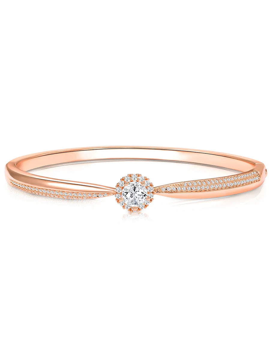 Radiant Rose Gold Crystal CZ Open Circle Kada