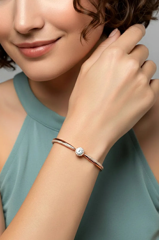 Radiant Rose Gold Crystal CZ Open Circle Kada