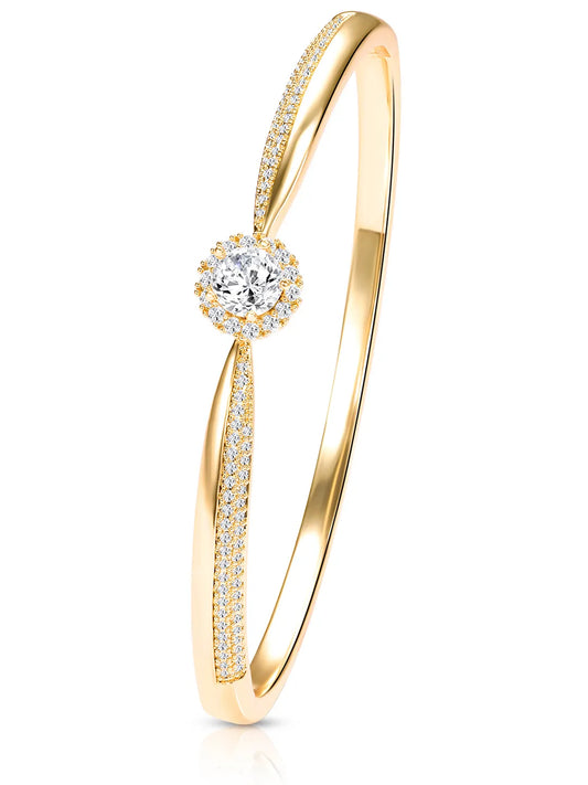 Radiant Gold Crystal CZ Open Circle Kada