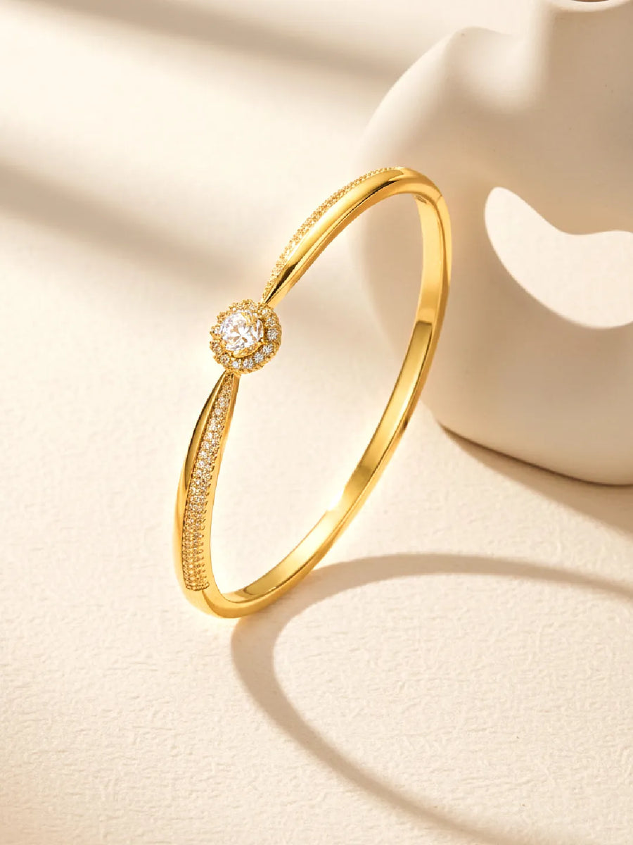 Radiant Gold Crystal CZ Open Circle Kada