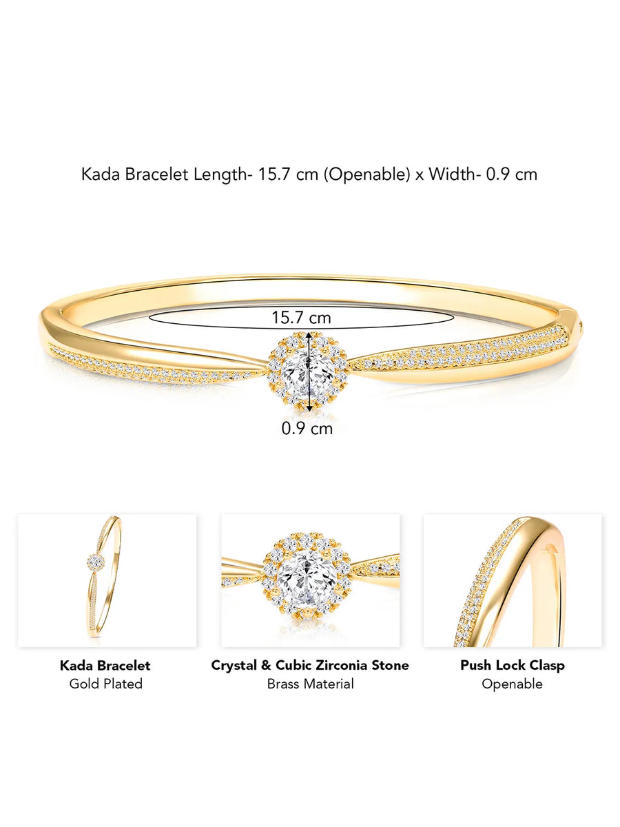 Radiant Gold Crystal CZ Open Circle Kada