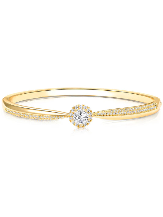 Radiant Gold Crystal CZ Open Circle Kada