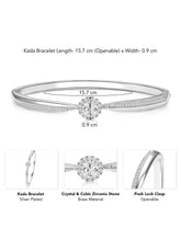 Radiant Silver CZ Crystal Open Circle Kada