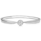 Radiant Silver CZ Crystal Open Circle Kada