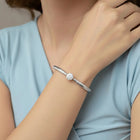 Radiant Silver CZ Crystal Open Circle Kada