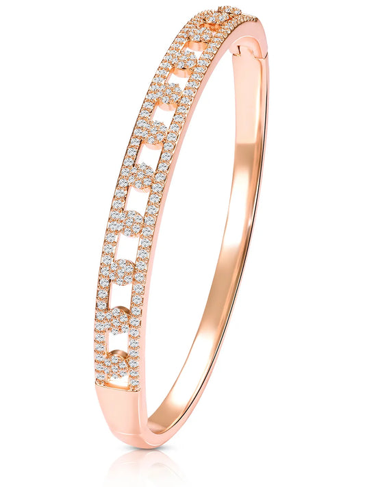 Chic Rose Gold CZ Link Kada Bracelet