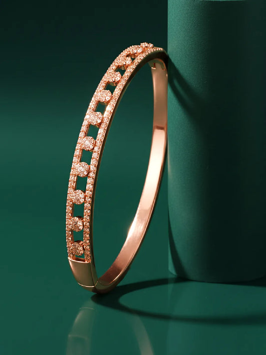 Chic Rose Gold CZ Link Kada Bracelet