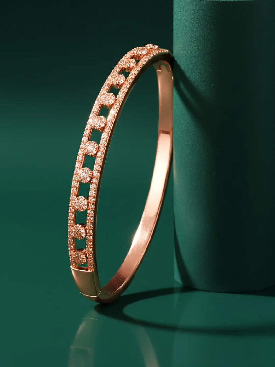 Chic Rose Gold CZ Link Kada Bracelet