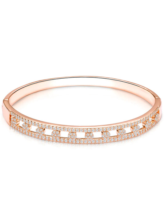 Chic Rose Gold CZ Link Kada Bracelet