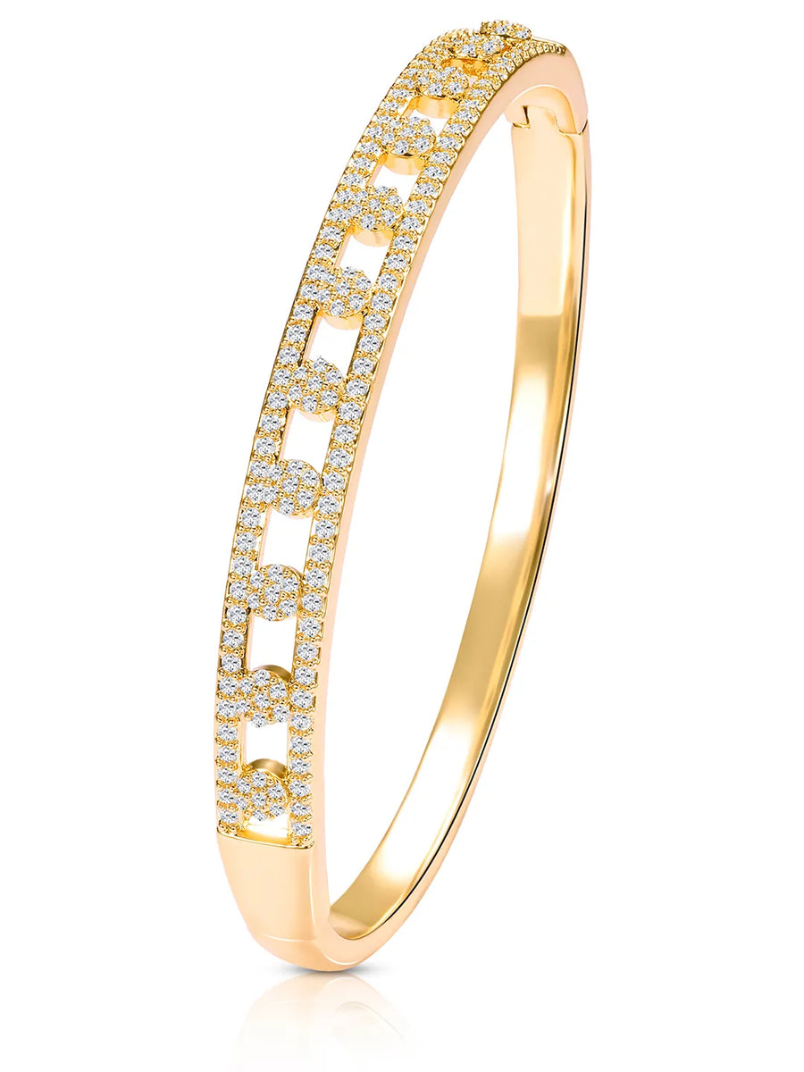 Chic Gold-Plated CZ Link Kada Bracelet