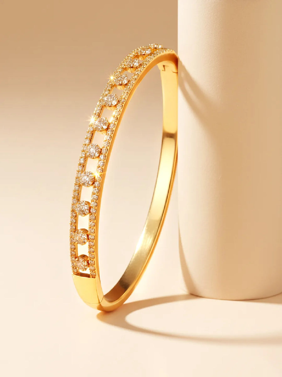 Chic Gold-Plated CZ Link Kada Bracelet