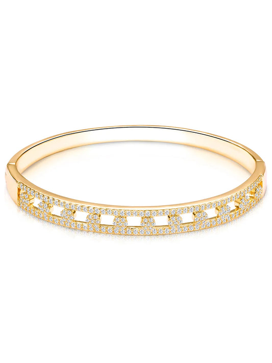 Chic Gold-Plated CZ Link Kada Bracelet