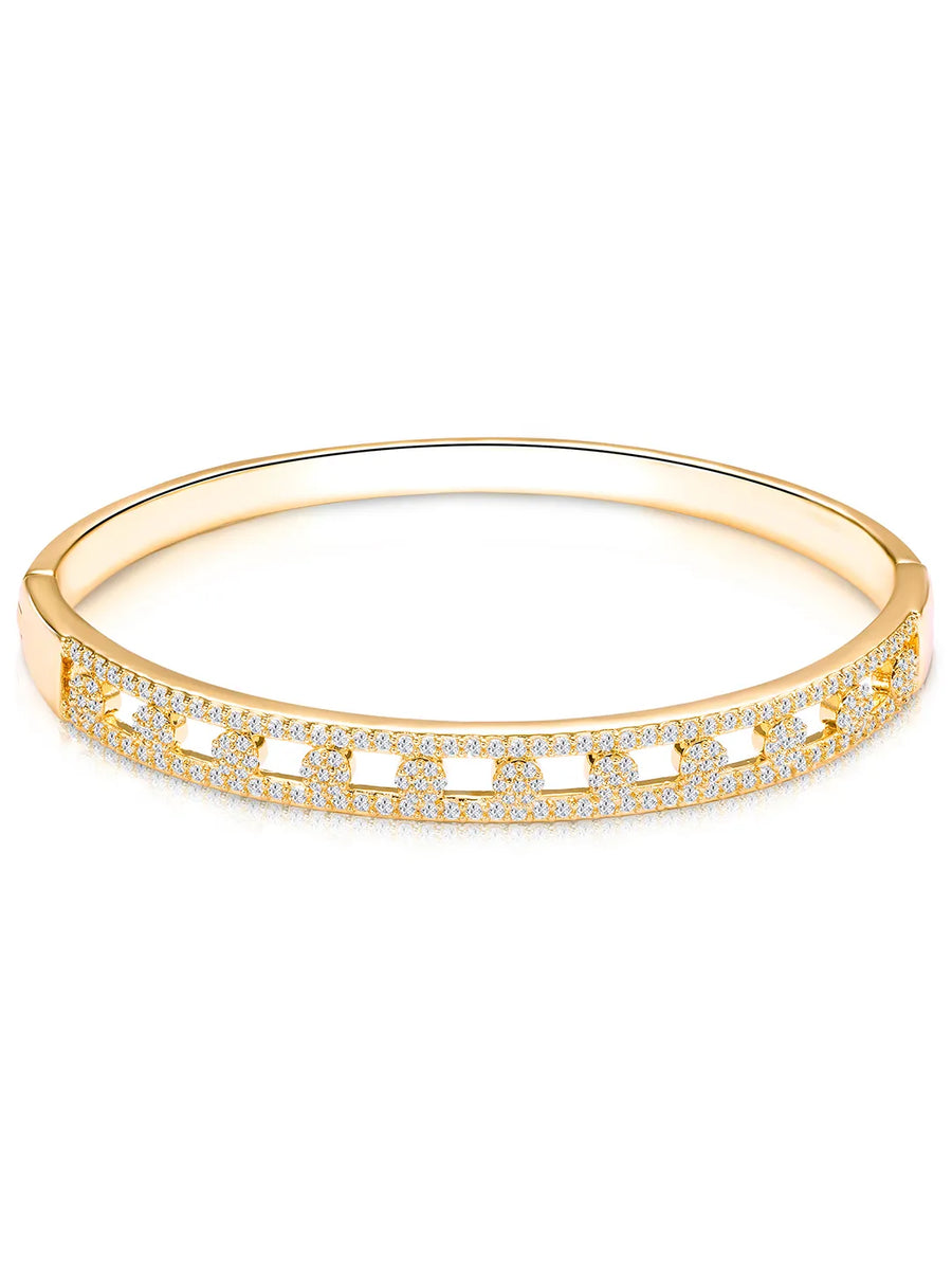 Chic Gold-Plated CZ Link Kada Bracelet
