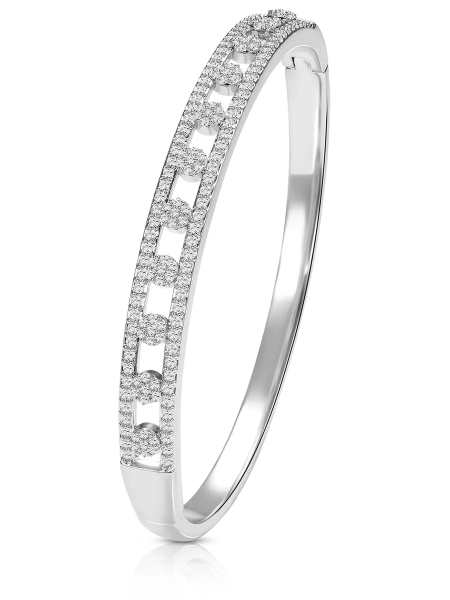 Chic Silver-Plated CZ Link Kada Bracelet