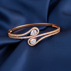 Graceful Rose Gold CZ Teardrop Open Kada