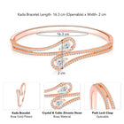 Graceful Rose Gold CZ Teardrop Open Kada