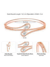 Graceful Rose Gold CZ Teardrop Open Kada