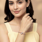 Graceful Rose Gold CZ Teardrop Open Kada