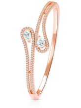 Graceful Rose Gold CZ Teardrop Open Kada